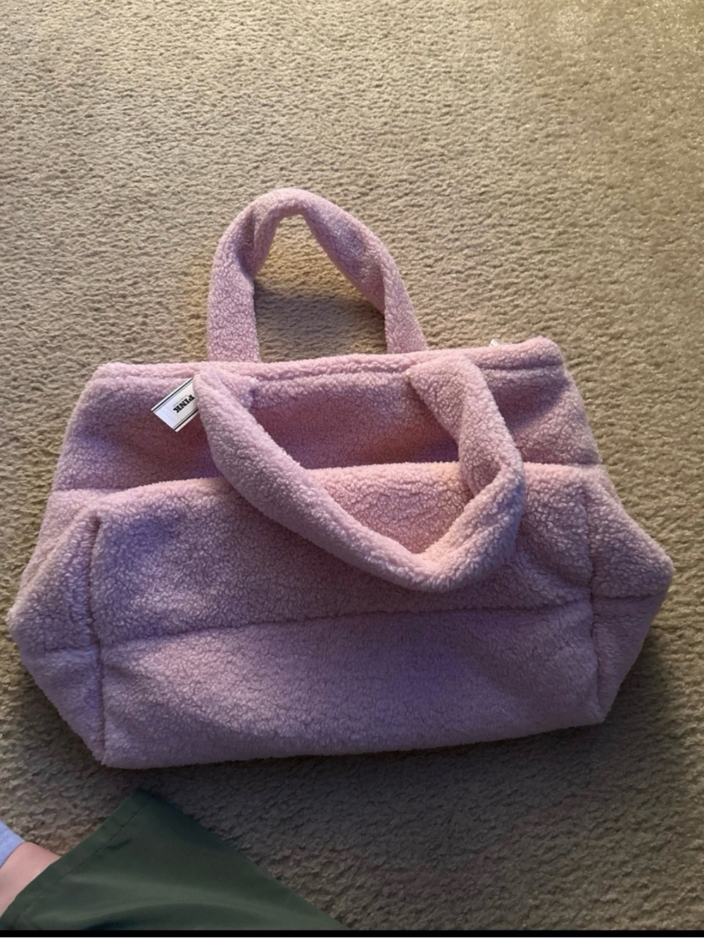 Plush Sherpa Tote Bag - Pink